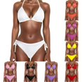 thumbnail image 1 of ZHOGXU Women's Swimsuits Two Piece Solid Color Halter Neck Separate Top And Shorts Comfortable Stylish Bkinini Sets Swimwear For Beach Pool,White,S, 1 of 3