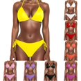 thumbnail image 1 of ZHOGXU Women's Swimsuits Two Piece Solid Color Halter Neck Separate Top And Shorts Comfortable Stylish Bkinini Sets Swimwear For Beach Pool,Yellow,Xl, 1 of 6