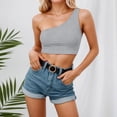 thumbnail image 1 of ZHOGXU Women's Tank Top One Shoulder Low Cut Solid Color Crop Fashion Slim Fit Comfortable Camisole For Daily Wear,Grey,Xxxl, 1 of 5