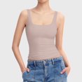 thumbnail image 1 of ZHOGXU Women's Tank Top Sleeveless Square Collar Solid Color Comfortable Fashion Stretchy Slim Fit Camisole For Daily Wear,Pink,Xl, 1 of 4