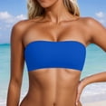 thumbnail image 1 of ZHOGXU Women's Tankini Swimsuit With Adjustable Straps Solid Color Fashion Bandeau Bikini Top Swimwear For Beach Pool, 1 of 4