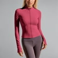 thumbnail image 1 of ZHOGXU Women's Yoga Coat Long Sleeve Solid Color Zipper Slim Fit Stretchy Lightweight Comfortable Jacket For Casual Daily Wear Watermelon Red Xxl, 1 of 4