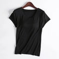 thumbnail image 1 of ZHOGXU Womens Casual T Shirts Built-In Bra Short Sleeve Crew Neck Solid Color Comfortable Breathable Tee Top For Everyday Wear,Black,Xxl, 1 of 3