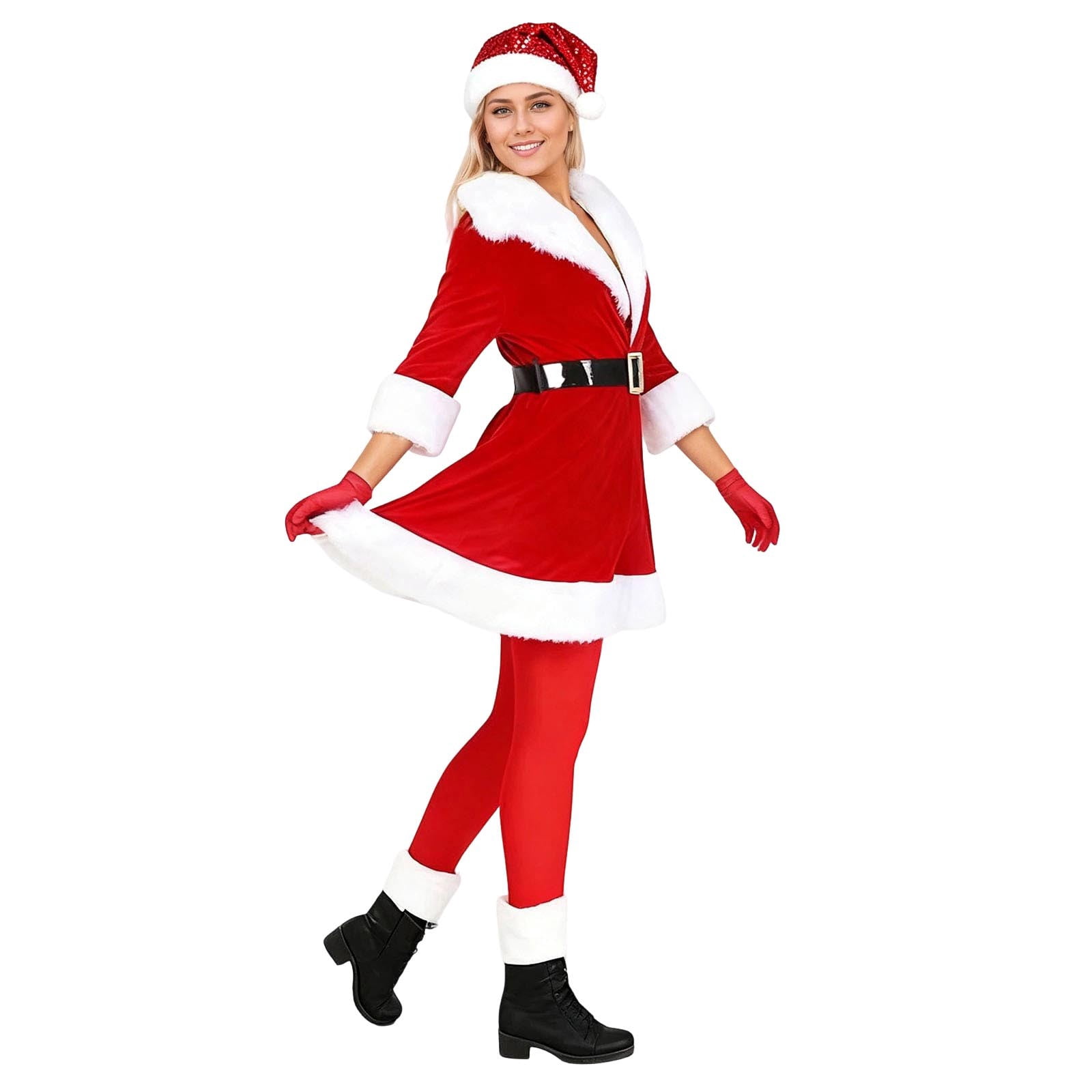 Santa Mittens ZHOGXU Womens Christmas Elf Outfit 3/4 Sleeve V Neck Open Front Top ...
