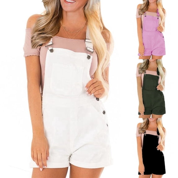 ZHOGXU Womens Denim Overalls With Adjustable Shoulder Straps Sleeveless Comfortable Relaxed Fit Romper Jumpsuit For Casual Daily Wear,Black,S