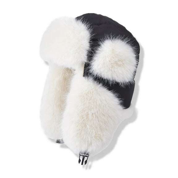 ZHOGXU Womens Fuzzy Hat Solid Color Windproof Thickened Warm Comfortable Caps For Autumn Winter Daily Wear Black One Size