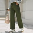 thumbnail image 1 of ZHOGXU Womens Jeans With Pocket Solid Color High Waist Straight Fit Wide Leg Casual Stretch Denim Pants Trousers For Outdoor Activities,Army Green,L, 1 of 8