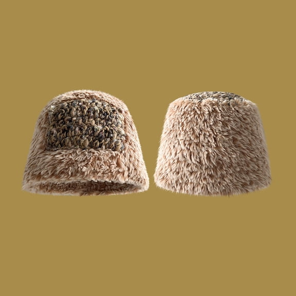 ZHOGXU Womens Knitted Hat Color Block Retro Style Fuzzy Windproof Thickened Warm Comfortable Caps For Autumn Winter Daily Wear Black One Size