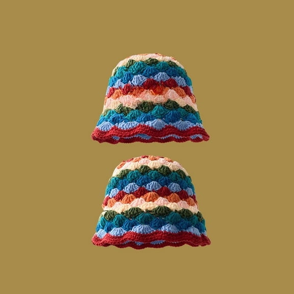 ZHOGXU Womens Knitted Hat Color Block Retro Style Fuzzy Windproof Thickened Warm Comfortable Caps For Autumn Winter Daily Wear Light Pink One Size