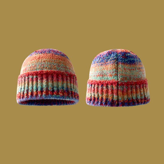 ZHOGXU Womens Knitted Hat Color Block Retro Style Fuzzy Windproof Thickened Warm Comfortable Caps For Autumn Winter Daily Wear Light Purple One Size