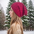 thumbnail image 1 of ZHOGXU Womens Knitted Hat Solid Color Windproof Thickened Warm Comfortable Caps For Autumn Winter Daily Wear Wine One Size, 1 of 5