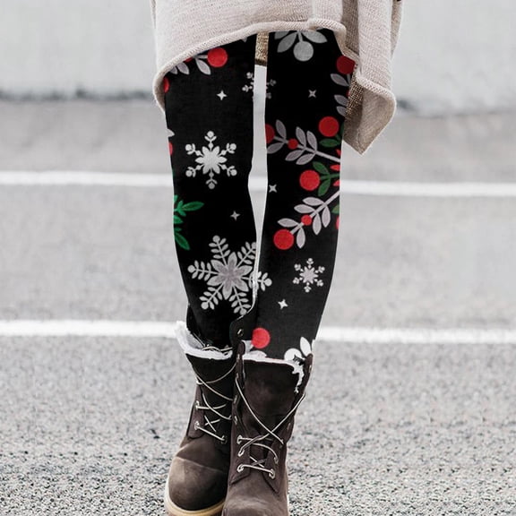 ZHOGXU Womens Leggings High Waist Cartoon Printed Fashion Slim Fit Yoga Pants Trousers For Casual Daily Wear Red S