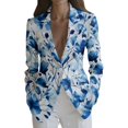 thumbnail image 1 of ZHOGXU Womens Plus Size Coat Blue Floral Print Notched Formal Suit Jacket Modern Fancy,Workout Daily Wear,Blue,XXL, 1 of 4