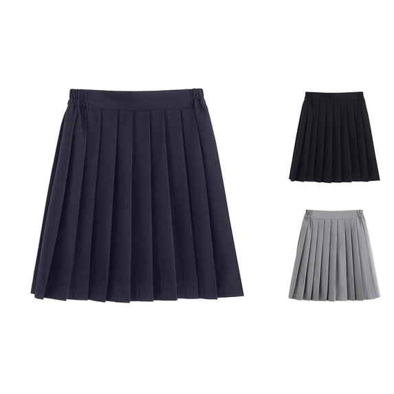 ZHOGXU Womens Skirt Summer High Waist Solid Color Pleated A Line Comfortable Fashion Mini Skirts For Casual Daily Wear,Navy,Xxxxl