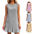 thumbnail image 1 of ZHOGXU Womens Summer Dresses Sleeveless Round Neck Striped Print A Line Elegant Relaxed Fit Dress For Casual Daily Wear,Black,Xxl, 1 of 6