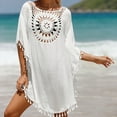 thumbnail image 1 of ZHOGXU Womens Swimsuit Cover Up Solid Color Patchwork Hollow Out Tassel Comfortable Stylish Swimwear For Beach Pool,White,One Size, 1 of 7