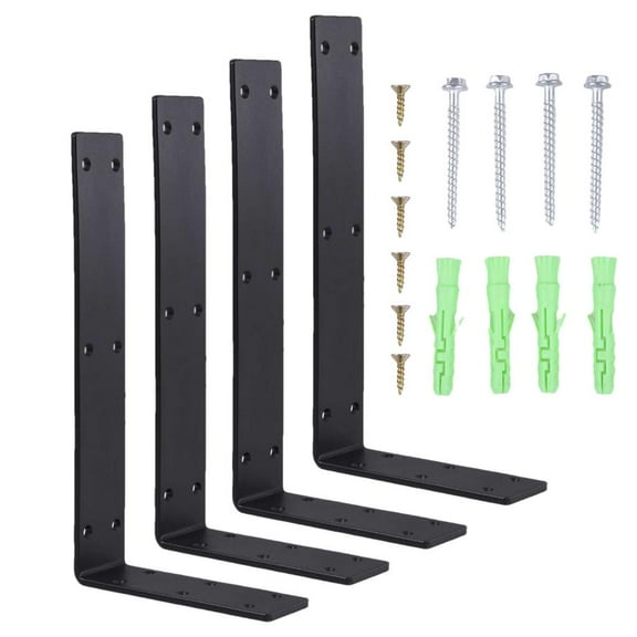 ZHON 12 Countertop Support Brackets for Granite (4 pcs) - Heavy Duty L Shelf Bracket - Wall Mounted Support for DIY Open Shelving Blind Shelf Support - Shelving Mounting Hardware Included(Pack 4)