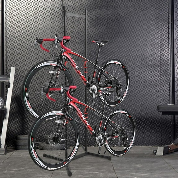 ZHON 4 Bike Storage Rack Garage (Max. 70kg/154LBS), 4 Bicycle Indoor Standing Bike Rack, Height Adjustable for Road Mountain Bicycles Fits to 24"-29" Wheels