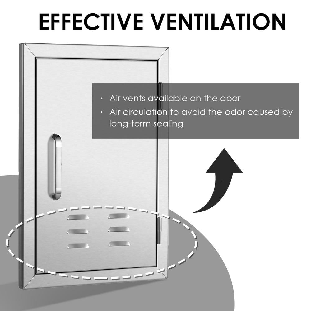 ZHON BBQ Access Door 14W x 20H inch, Vertical Single BBQ Door Stainless