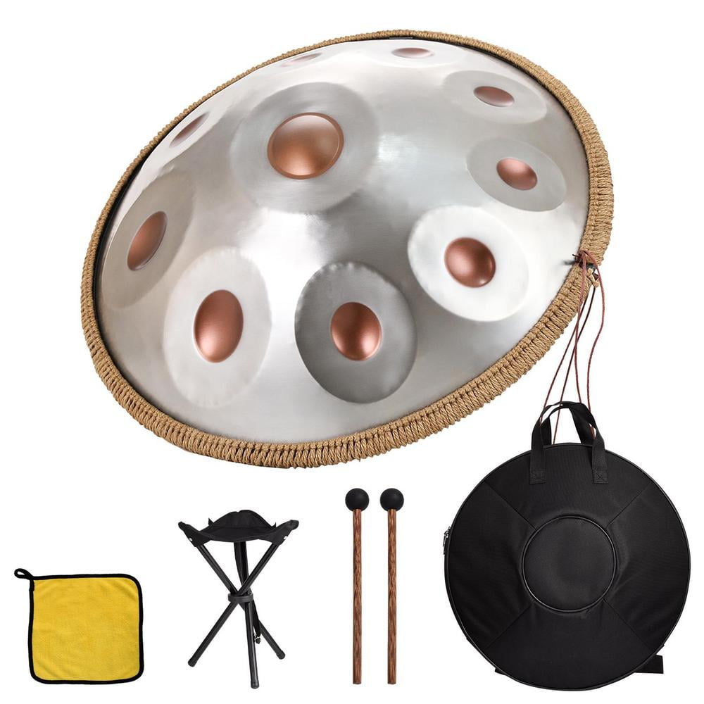 ZHON Handpan Drum Instrument 10Note D Minor Metal Hand Drums with Bag