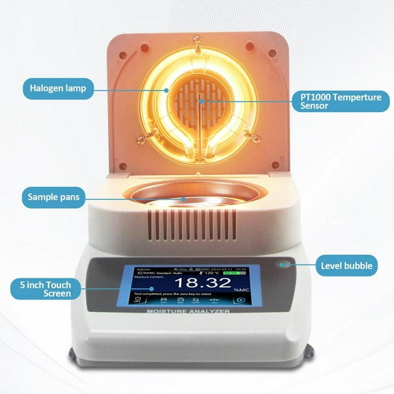 ZHON Lab Halogen Moisture Analyzer Halogen Heating Lab Moisture Analyzer 120g Capacity 0.001 Readability Lab Moisture Tester for Rapid Moisture Test benefit