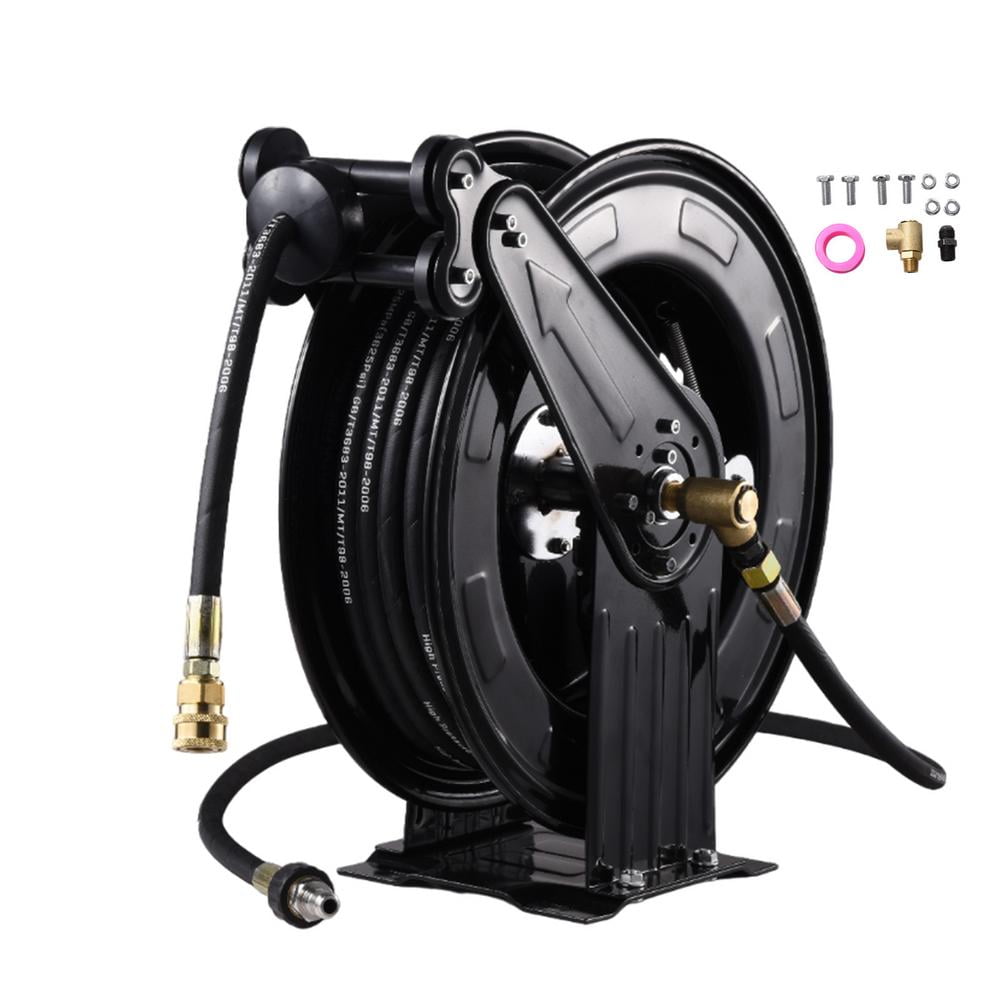 ZHON Pressure Washer Hose Reel 3/8inch X 50 FT Heavy Duty Garden Hose Reel Auto-Retractable Hose Reel Steel Arm 4000 PSI Hose Reel For Easy Watering Of Garden Or Yard handsome