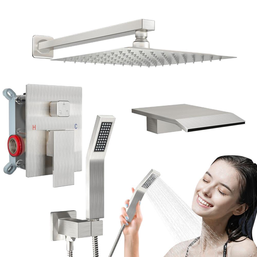 ZHON Shower Head Sets for Bathroom Wall Mount Bathtub Shower Combo Shower Fixture Square Shower ...