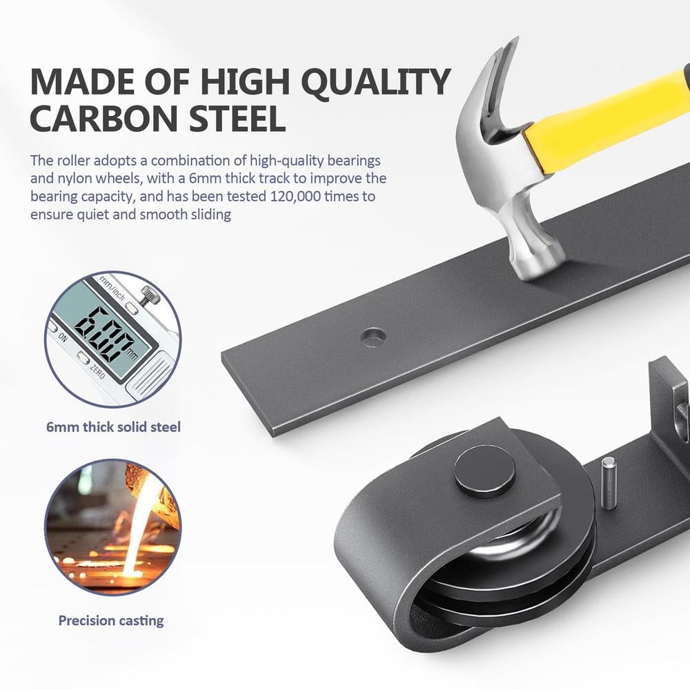 ZHON Sliding Door Track Kit 64Inch BiFolding Sliding Barn Door