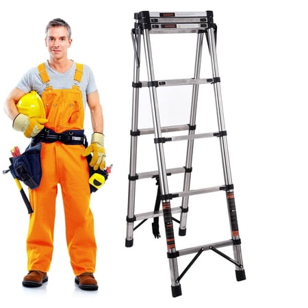 ZHON Telescopic Extension Ladder 8.6ft Multi-purpose Portable Ladder Foldable Telescoping A-Frame Ladder 330lb Capacity Folding Ladder for Home Housework ingenious