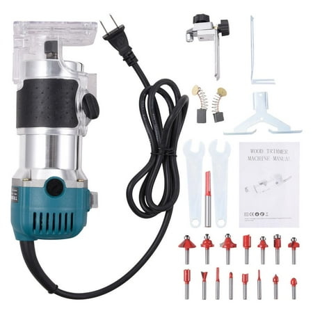 ZHON Wood Router Laminate Trim Router Variable Speed 110V Handheld Router Trigger Milling Engraving Hand Machine Joiner Tool for Woodworking expedient