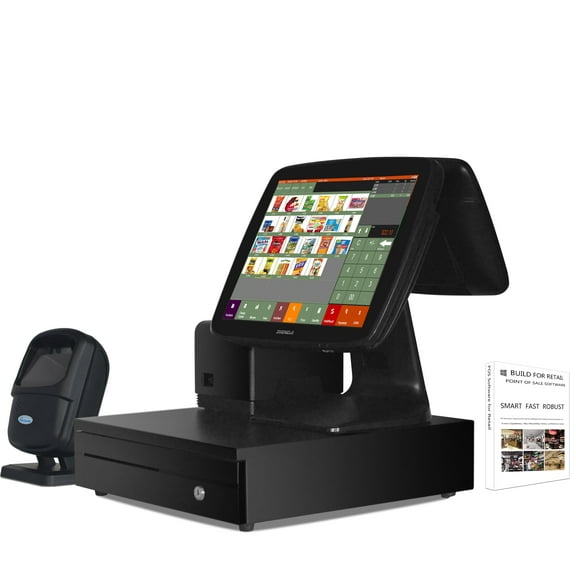 ZHONGJI All in One POS System Cash Register for Small Business, Makeup, Convenience, Clothes, Beauty Retail Stores
