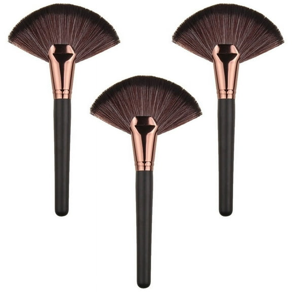 ZHONGLEFA 3 Pcs Fan Blending Contouring Blush Brush for Makeup