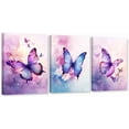 thumbnail image 1 of ZHONGYUTONG 3 Piece Purple Butterfly Canvas Wall Art Butterfly Pictures Wall Decor Watercolor Painting for Girls Room Decor Framed (11.00" x 14.00" x 3PCS), 1 of 5