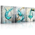 thumbnail image 1 of ZHONGYUTONG 3 Piece Wine Wall Art for Kitchen Gold Wine Pictures Dining Room Canvas Print Modern Artwork for Pub Bar Decor Framed (12.00" x 16.00" x 3PCS), 1 of 5