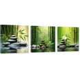 thumbnail image 1 of ZHONGYUTONG 3 Piece Zen Canvas Wall Art Zen Stone Picture Still life Green Bamboo Painting Meditation Artwork for Bedroom Decor Framed (12.00" x 12.00" x 3PCS), 1 of 5
