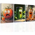 thumbnail image 1 of ZHONGYUTONG 3 Pieces Funny Kitchen Wall Art Picture Frame Whimsical Pickle Canvas Prints Food Posters Humorous Vegetable Fruit Painting Dining Room Decor (16.00" x 24.00" x 3PCS), 1 of 5