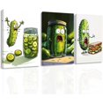 thumbnail image 1 of ZHONGYUTONG 3 Pieces Funny Kitchen Wall Art Picture Frame Whimsical Pickle Canvas Prints Food Posters Humorous Vegetable Fruit Painting Dining Room Decor (11.00" x 14.00" x 3PCS), 1 of 5