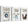 thumbnail image 1 of ZHONGYUTONG 3Pcs Laundry Room Canvas Wall Art Rustic Farmhouse Laundry Sign Picture Prints Wash Dry Fold Art Poster Vintage Country Paintings Gray White Bathroom Decor (11.00" x 14.00" x 3PCS), 1 of 5