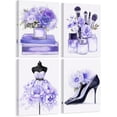 thumbnail image 1 of ZHONGYUTONG 4 Piece Makeup Canvas Wall Art Flower Dress High Heels Perfume Painting Women Fashion Pictures for Girl Bedroom Beauty Wall Decor Framed (28.00" x 42.00" x 4PCS), 1 of 5