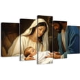 thumbnail image 1 of ZHONGYUTONG 5 Panel Christmas Canvas Wall Art Large Nativity Scene Picture Holy Family Wall Decor Christian Living Room Home Church Decor Framed (12x16inx2pcs 12x24inx2pcs 12x32inx1pcs), 1 of 4