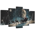 thumbnail image 1 of ZHONGYUTONG 5 Panel Christmas Wall Art Large Xmas Canvas Pictures Santa Claus and Reindeer Painting Winter Scenes Prints Holiday Home Wall Decor Framed (12x16inx2pcs 12x24inx2pcs 12x32inx1pcs), 1 of 4