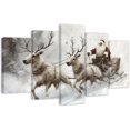 thumbnail image 1 of ZHONGYUTONG 5 Panel Christmas Wall Art Large Xmas Canvas Pictures Santa Claus and Reindeer Painting Winter Scenes Prints Holiday Home Wall Decor Framed (8x14inx2pcs 8x18inx2pcs 8x22inx1pcs), 1 of 4