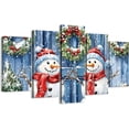 thumbnail image 1 of ZHONGYUTONG 5 Piece Christmas Wall Art Large Snowman Pictures Canvas Prints Winter Snowy Xmas Living Room Home Wall Decor Framed (16x24inx2pcs 16x32inx2pcs 16x40inx1pcs), 1 of 4