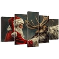 thumbnail image 1 of ZHONGYUTONG 5 Piece Christmas Wall Art Santa Claus and Reindeer Pictures Large Xmas Canvas Painting Prints Winter Holiday Home Wall Decor Framed (12x20inx2pcs 12x30inx2pcs 12x40inx1pcs), 1 of 4