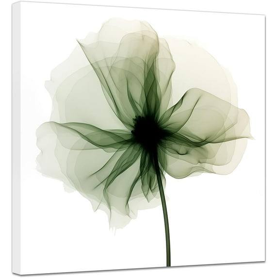 ZHONGYUTONG Abstract Flower Canvas Wall Art Green Floral Painting Prints Elegant Artwork for Living Room Bedroom Decor Framed (20.00" x 20.00")