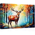 thumbnail image 1 of ZHONGYUTONG Abstract Forest Animal Canvas Wall Art Colorful Elk Painting Prints Wildlife Posters Artwork Home Decor Framed (12.00" x 18.00"), 1 of 6