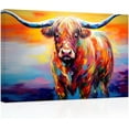 thumbnail image 1 of ZHONGYUTONG Abstract Forest Animal Canvas Wall Art Colorful Highland Cow Painting Prints Wildlife Posters Artwork Home Decor Framed (24.00" x 36.00"), 1 of 6