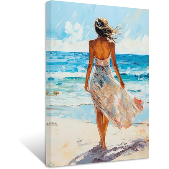 ZHONGYUTONG Abstract Girl Canvas Wall Art Elegant Woman's Back Picture Prints Modern Artwork for Girl's Room Bedroom Framed (16.00" x 24.00")