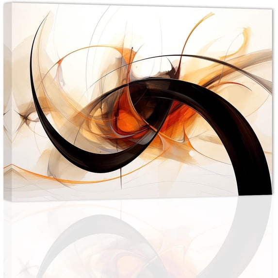 ZHONGYUTONG Abstract Wall Art Black Beige Orange Brown Picture Geometric Canvas Prints Minimalist Artwork for Living Room Bedroom Office Decor Frame (24.00" x 36.00")