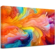 ZHONGYUTONG Abstract Wall Decor Red Yellow Blue Painting Prints Abstract Colorful Color Texture Canvas Picture Modern Home Decor Artwork Framed 12.00" x 18.00"